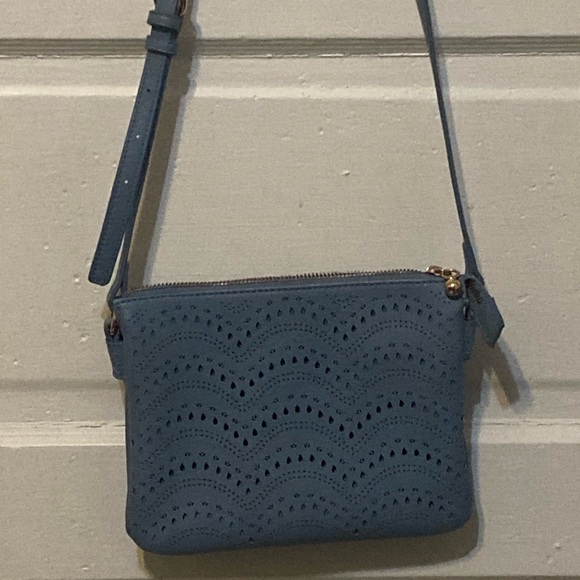 Blue Eyelet Crossbody Bag - Picture 3 of 16